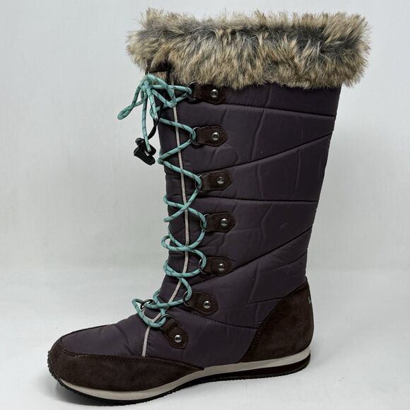 LL Bean Carrabassett Snow Boots Women 8 Brown Fur Trim Insulated Winter Tall - Picture 7 of 15